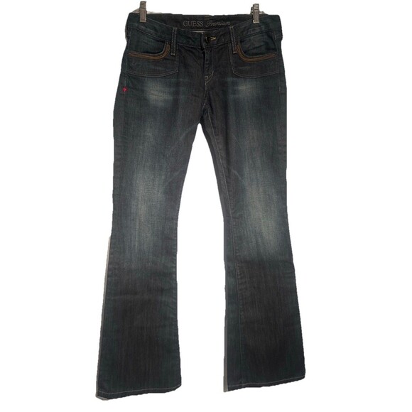 GUESS  Vintage Flare Jeans Women's Size 27/4 Dark Denim Low Rise Retro Y2K - Picture 1 of 11